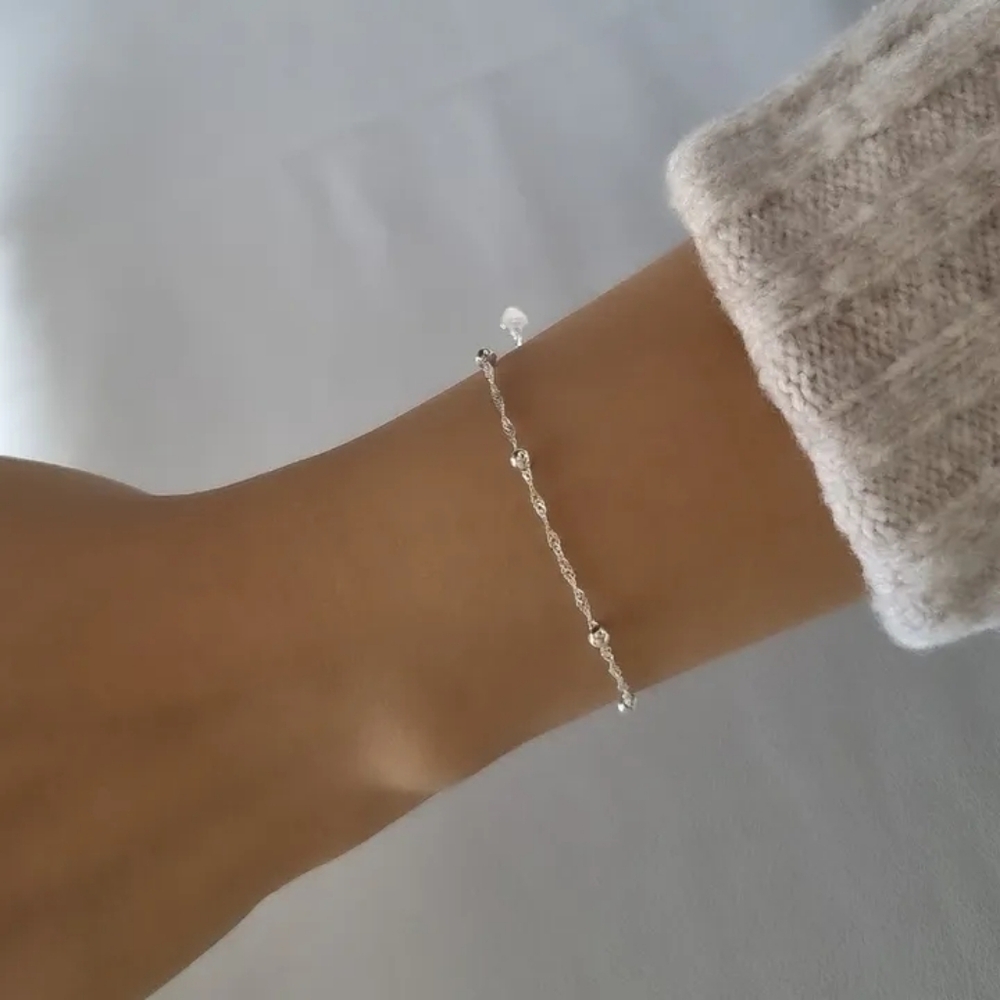 🤍CAMERON🤍 925 SILVER TWIST BALL BRACELET NWT!